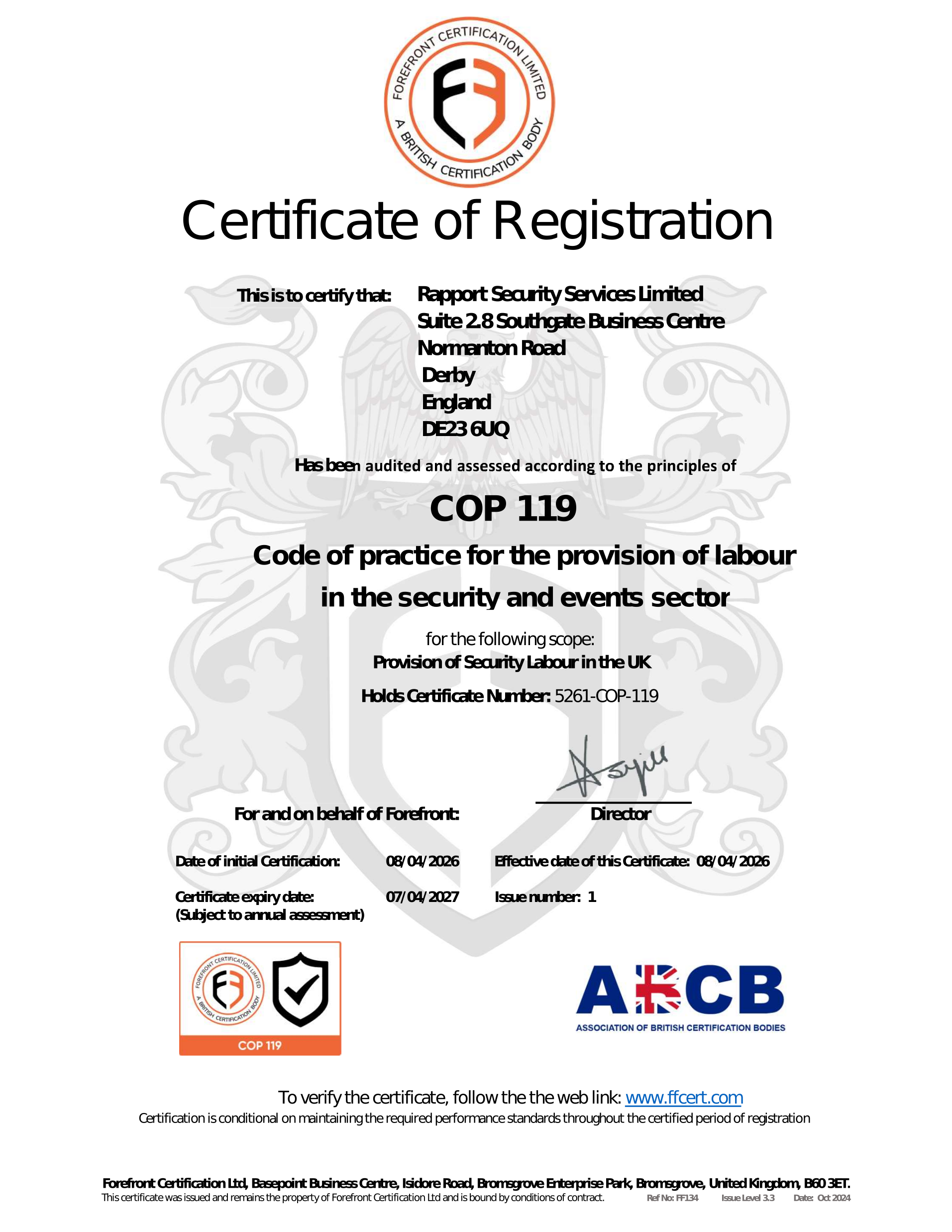 COP 119 - Provision of Security Labour